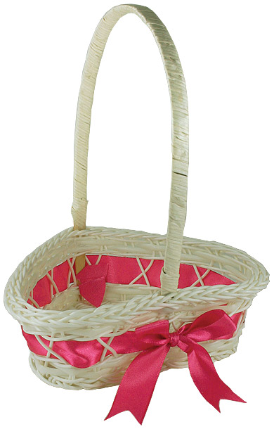 Paniers Pétales Osier Blanc Forme Coeur Mariage