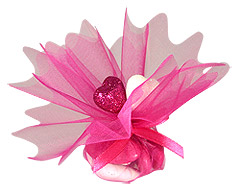 Pochon Organza Coeurs Paillettes Dragées Fuchsia