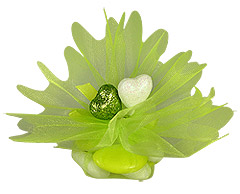 Pochon Organza Coeurs Paillettes Dragées Vert Anis