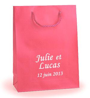 Sac Satiné Cadeau Mariage Cordelette Fuchsia