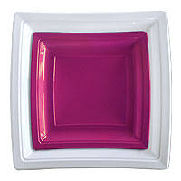 Assiette Jetable Carrée blanc et fuchsia