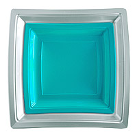 Assiette Jetable Carrée gris et turquoise