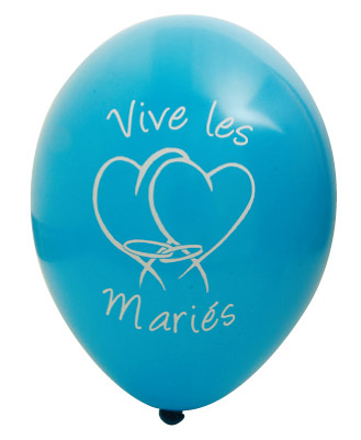 Ballons Vive les Mariés Coeur Turquoise