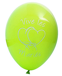 Ballons Vive les Mariés Coeur Vert Anis