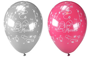 Ballons Vive les Mariés Gris Fuchsia