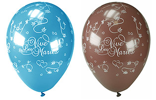 Ballons Vive les Mariés Turquoise Chocolat
