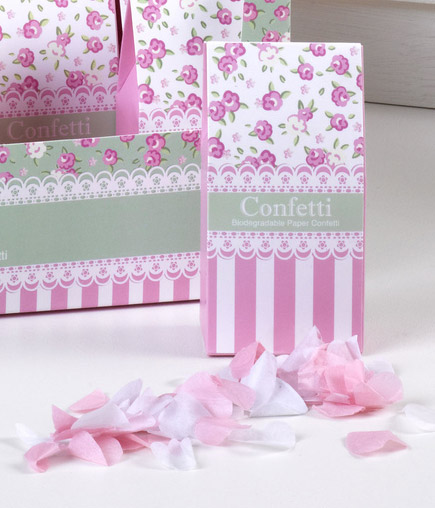 Boite Confettis Coeurs Blanc et Rose Liberty