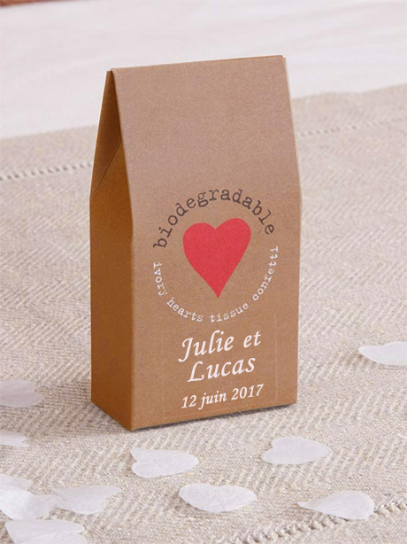 Boite Kraft Confettis Coeur Ivoire Mariage