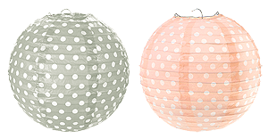 Boules Lampion à Pois Mariage Gris