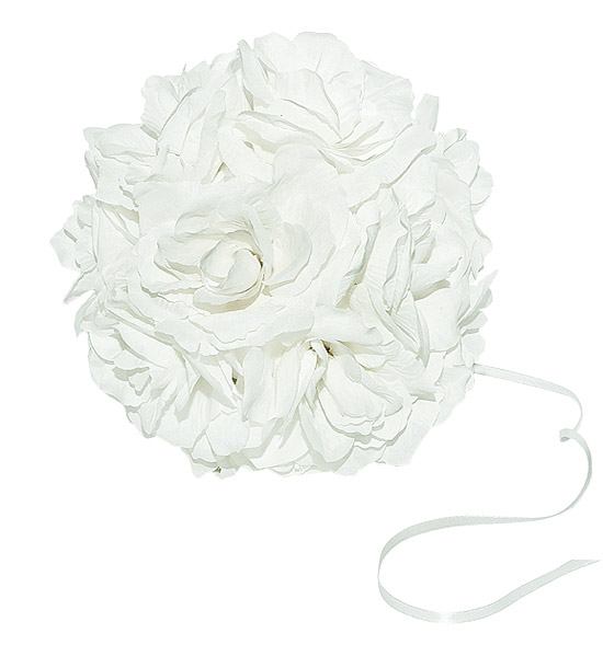Boule Fleurs Artificielles Roses Mariage Blanc