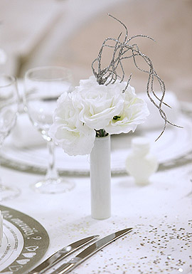 Bouquet roses blanches artificielles