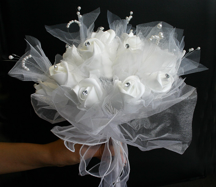 Bouquet Mariee Roses Organza Accessoires Mariage