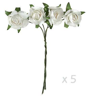 Mini roses papier blanc x 20