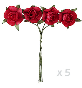 Mini roses papier bordeaux x 20
