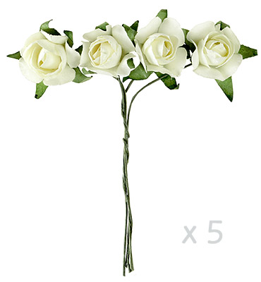 Mini roses papier ivoire x 20