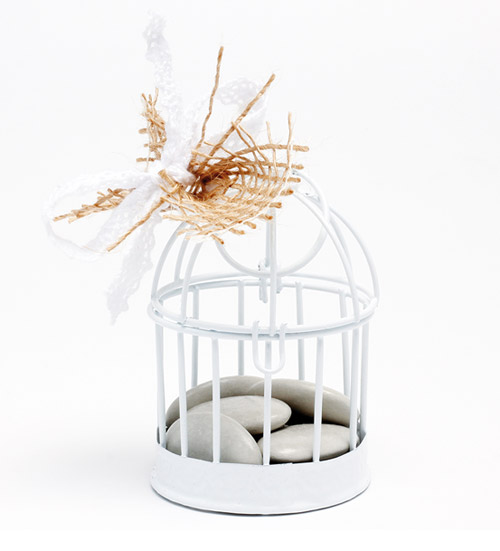Mini Cage à Oiseau Blanche Contenant Nos Contenants Pour