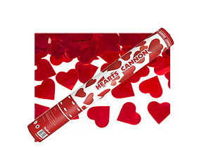 Canon Explosif Coeurs Rouge Métalliques 40cm
