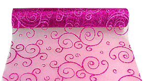 Chemin de table Organza Arabesques Orient Fuchsia