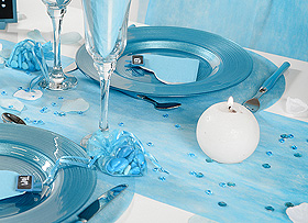 Chemin de Table Tissu Intissé Mariage Turquoise