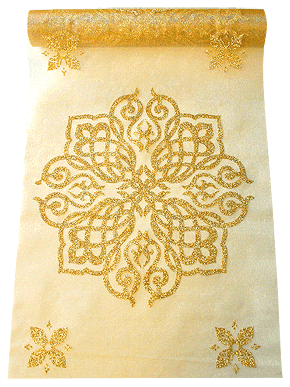 Chemin de Table Organza Oriental Paillettes Doré