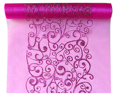 Chemin de Table Organza Arabesques Fuchsia