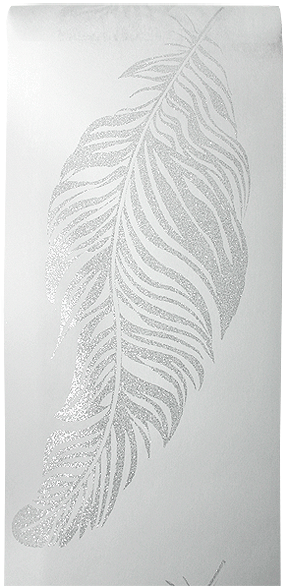 Chemin de Table Intissé Plumes Paillettes Blanc Argent
