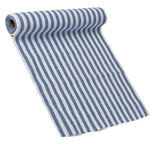 Chemin de Table Coton Rayé Bleu Marine