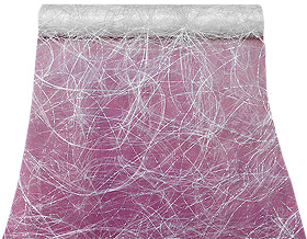 Chemin de table sizoweb Argent sur nappe fuchsia