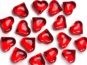 Coeurs Cristal Transparents Deco de Table Mariage Rouge