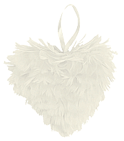 Coeur Plumes Deco Mariage 15cm Blanc