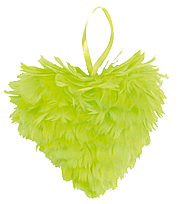 Coeur Plumes Deco Mariage 15cm Vert Anis