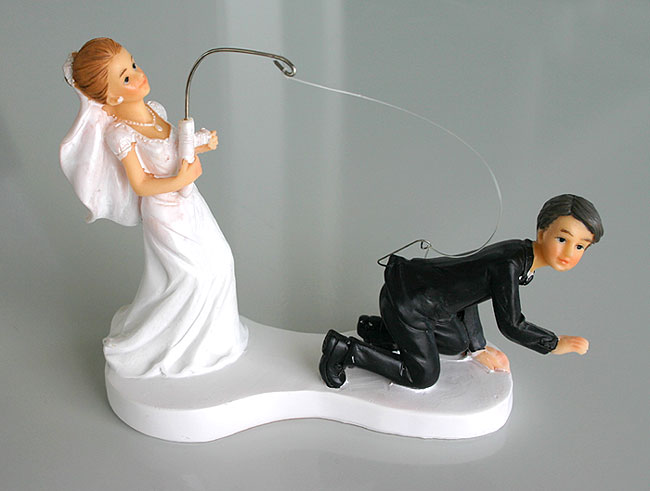 Figurine pour gâteau de mariage - Couple de mariés avec Valise