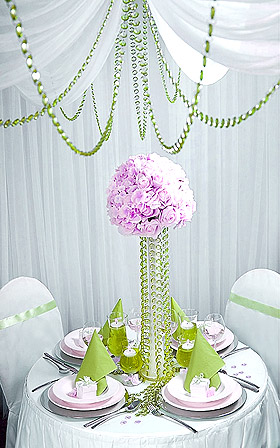 Décoration Mariage Guirlande Cristal Vert Rose