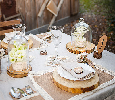 Décoration de table bois naturel rondin