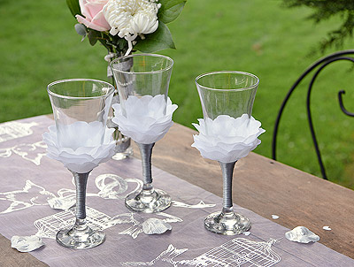 Habillage Verre Décoration de Table Mariage Sophistiquée Ruban Satin