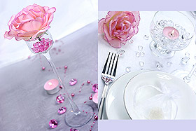 100 Petits Diamants Transparents Décoration Table Mariage Fuchsia