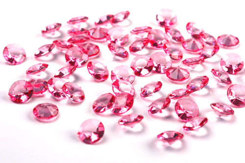 100 Petits Diamants Transparents Décoration Table Mariage Fuchsia