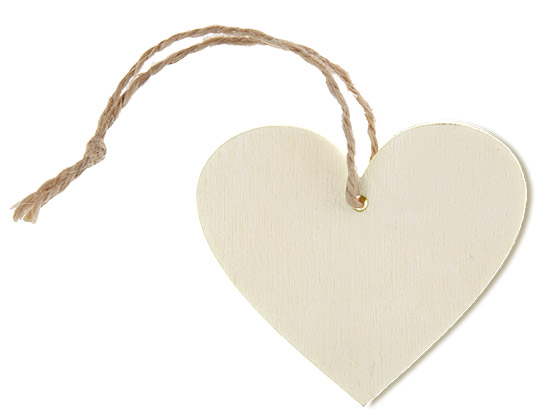 Marque Place Coeur en Bois Cordelette