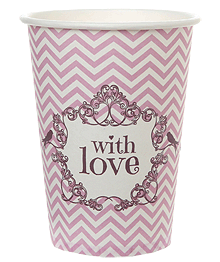 Gobelets Carton With Love Mariage Rose