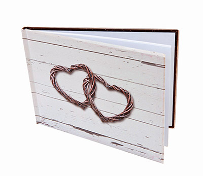 Livre d'or romantica double coeur rotin