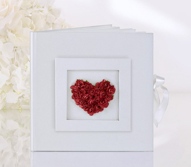 Livre d'Or Mariage Coeur Roses Rouges