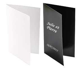 Menu Carton Brillant Mariage à Imprimer Blanc Noir