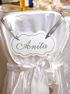 Marque Nom Dos de Chaise Mariage Argent