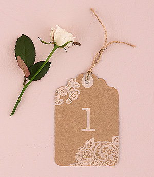 12 Numéros de Table Etiquettes Kraft Mariage Beige - Taupe