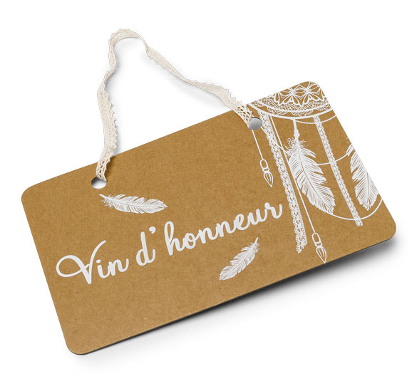 Pancarte Boho Kraft Vin Honneur