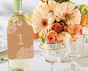 12 Numéros de Table Etiquettes Kraft Mariage Beige - Taupe