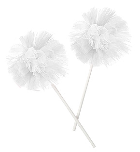 Pompons Tulle sur Pic Décoration Blanc