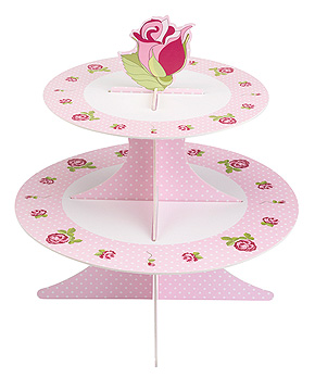 Présentoir Gateaux Carton 2 Etages Liberty Rose