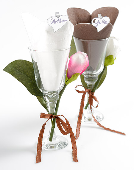 20 Serviettes Papier Forme COEUR Mariage Blanc Chocolat