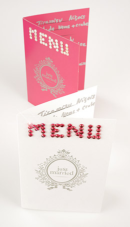 Menu Mariage avec Strass Autocollant